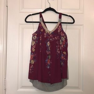 Floral Tank Top with Gray Back.